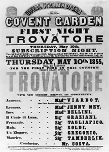 Affiche voor de Royal Italian Opera in Covent Garden, 1855